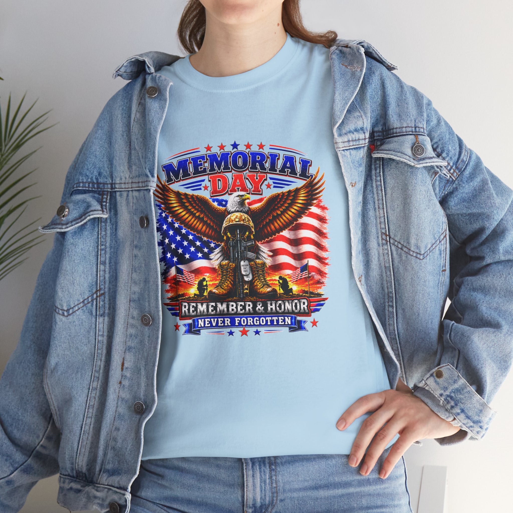 Memorial Day Shirt, Patriotic Eagle T-Shirt, Remember & Honor Tee, American Flag Graphic Shirt, Military Tribute Gift