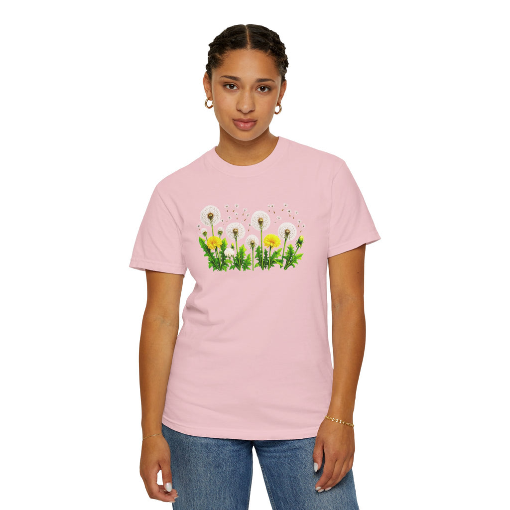 Dandelion Flower Shirt, Wildflower T-Shirt for Women, Botanical Graphic Tee, Spring Garden Shirt, Comfort Colors 1717