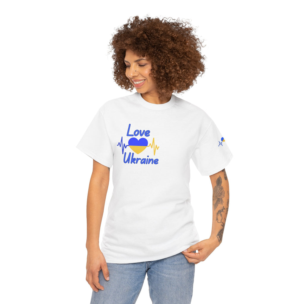 Love Ukraine T-Shirt — Heartbeat Flag Design
