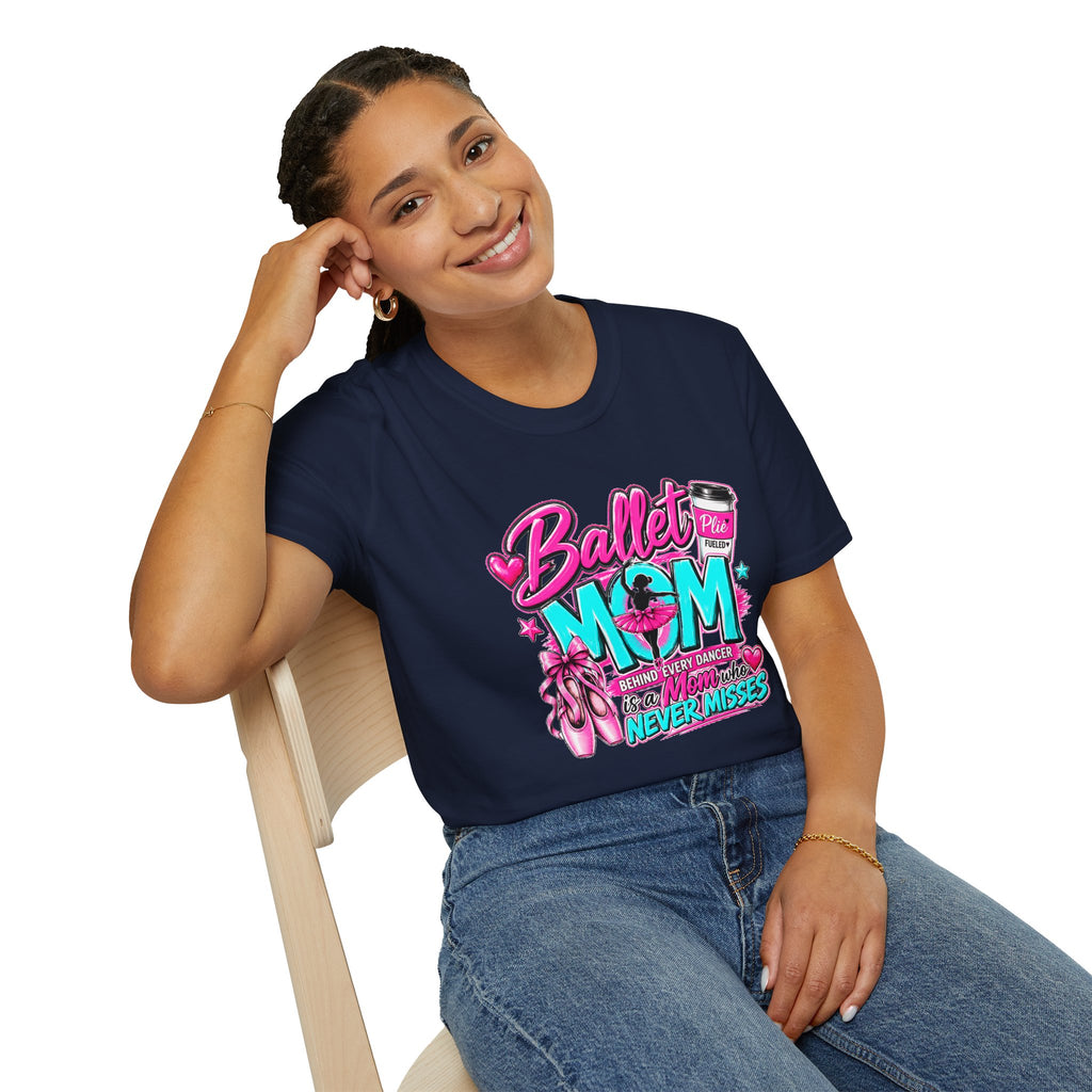 Ballet Mom T-Shirt — "Being Every Dancer's Mom" Pink Ballet Shoes & Coffee Design