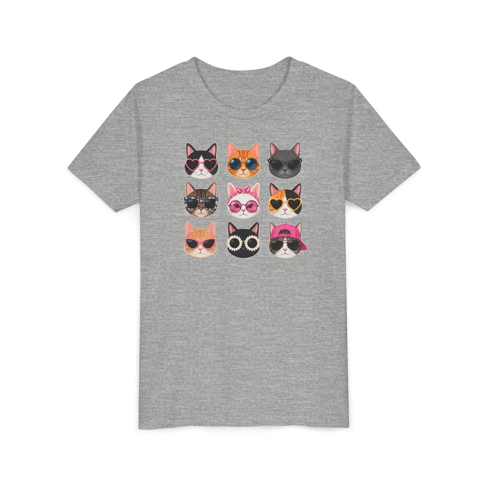 Kids Cat T-Shirt, Cute Cat Faces Shirt, Funny Kitty Tee for Girls & Boys, Cat Lover Gift for Kids, Colorful Cat Graphic Tee
