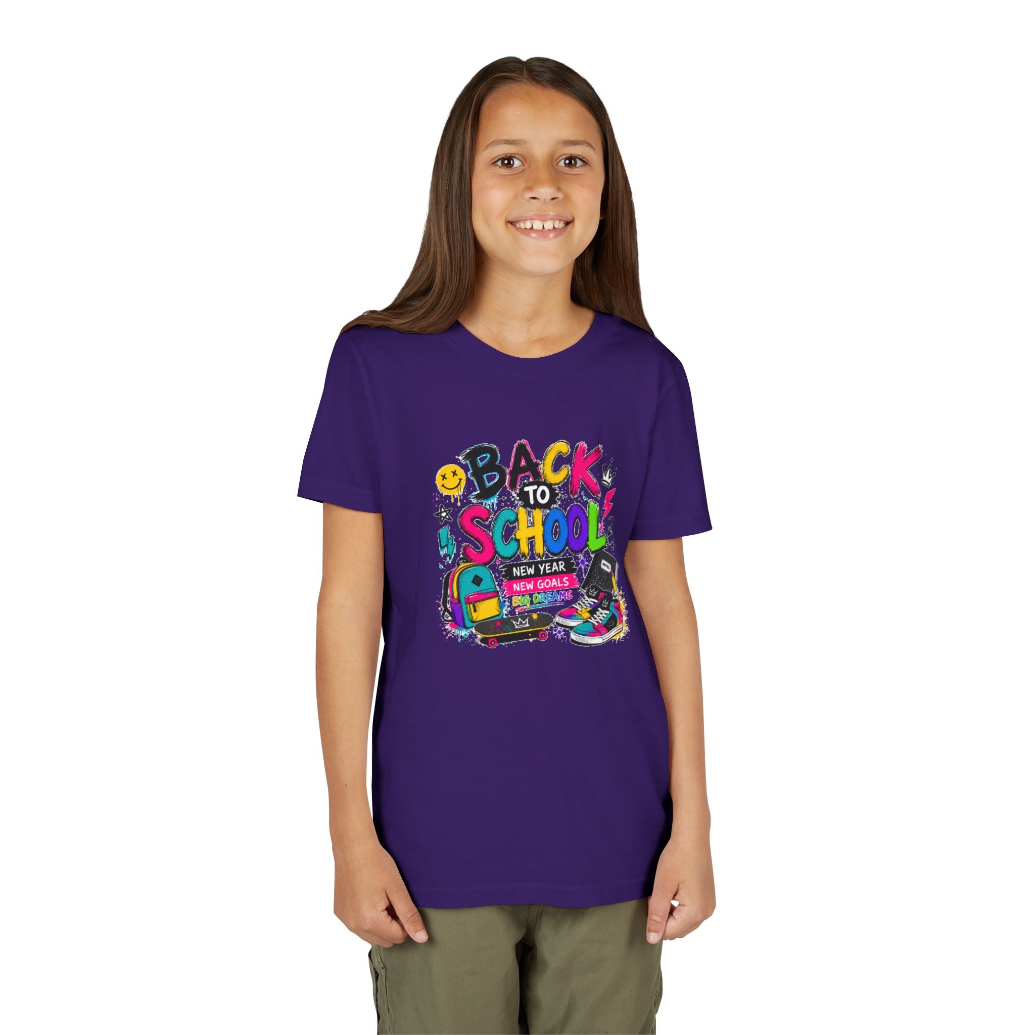 Back to School Youth T-Shirt | First Day of School Shirt | Backpack Sneakers Graphic Tee | Boys Girls School Tee | Student Gift