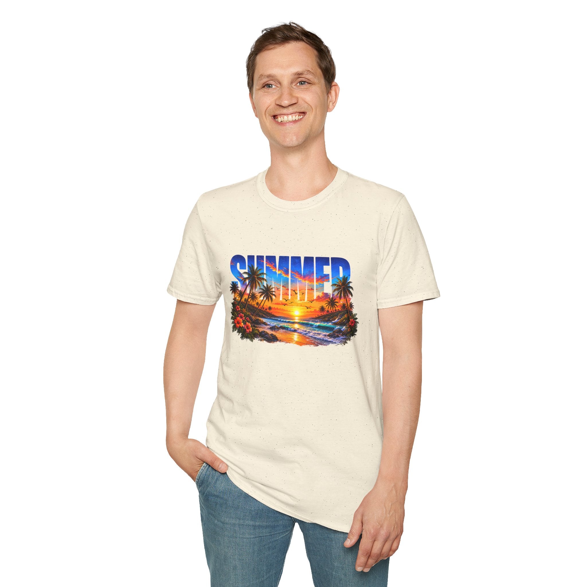 Summer Beach T Shirt Sunset Palm Graphic Tee