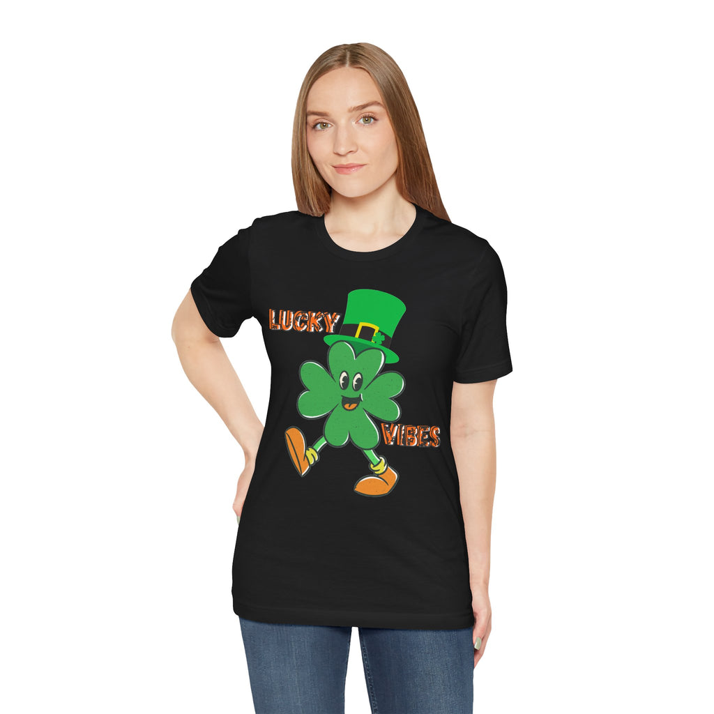 Lucky Vibes Saint Patrick's Day T-Shirt — Walking Shamrock Graphic Tee
