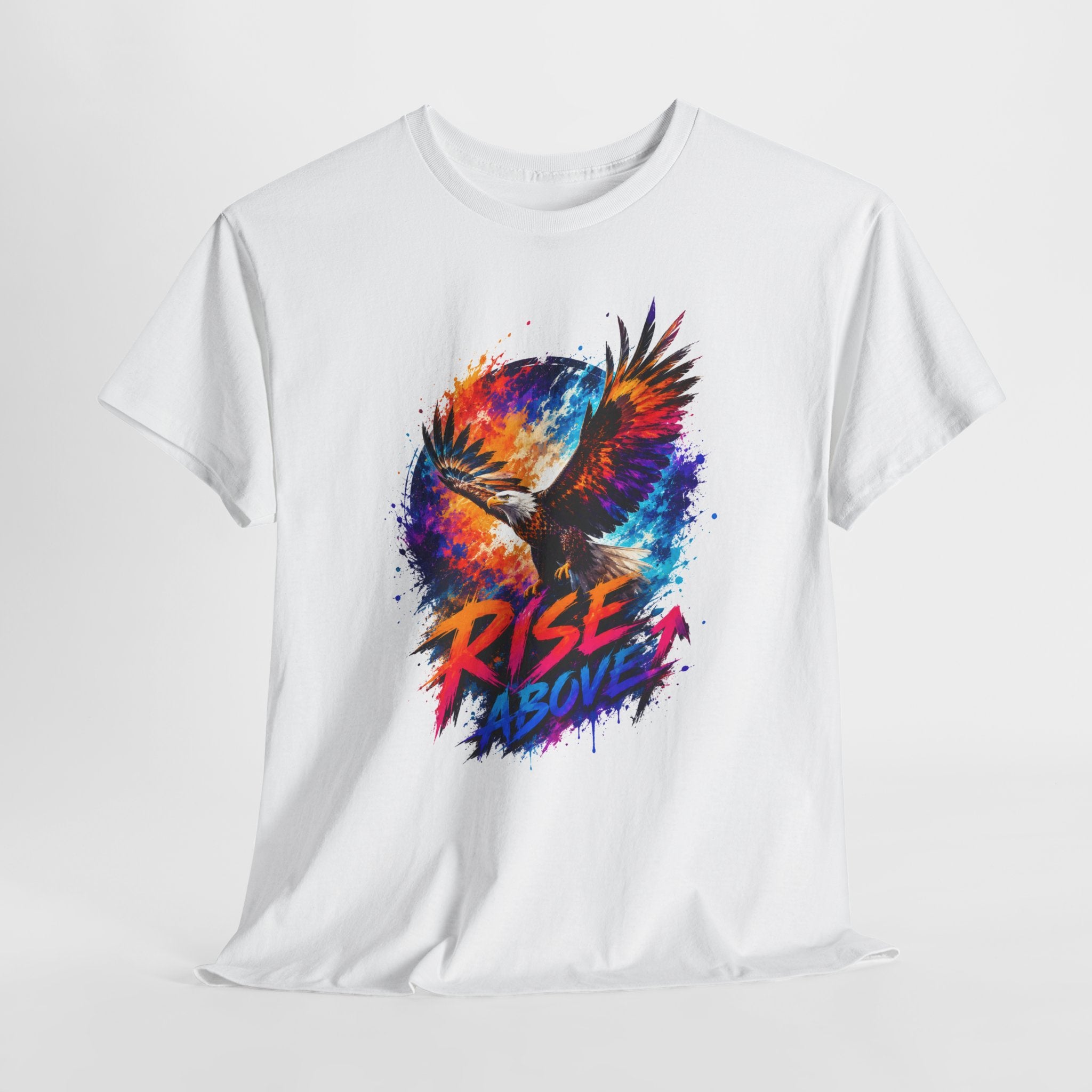 Rise Above Eagle Graphic T-Shirt | Motivational Unisex Tee | Colorful Freedom Bird Shirt