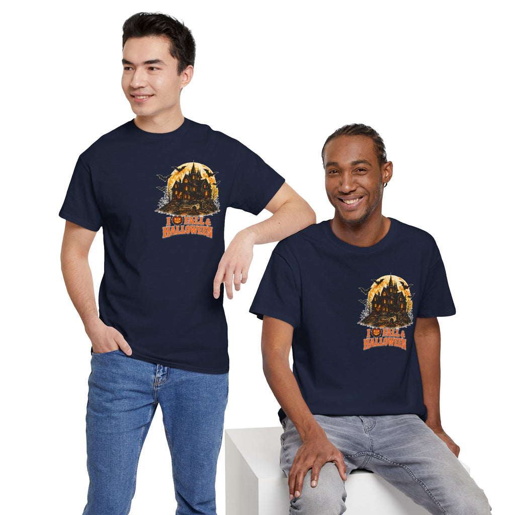 Halloween Fall Graphic Tee — "I  Fall & Halloween" Vintage Pumpkin & Spooky Characters Shirt