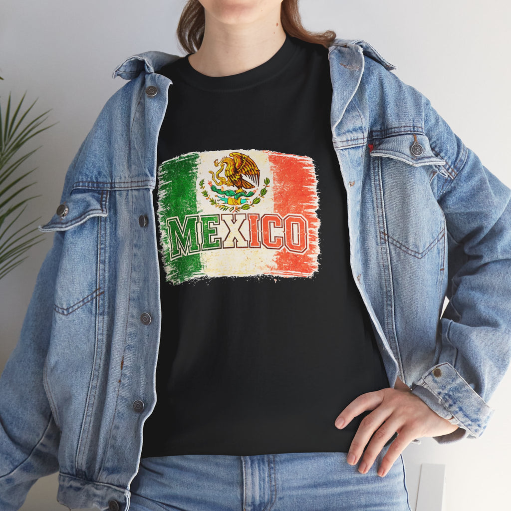 Mexico Flag Vintage T-Shirt — Distressed Mexican Emblem Tee