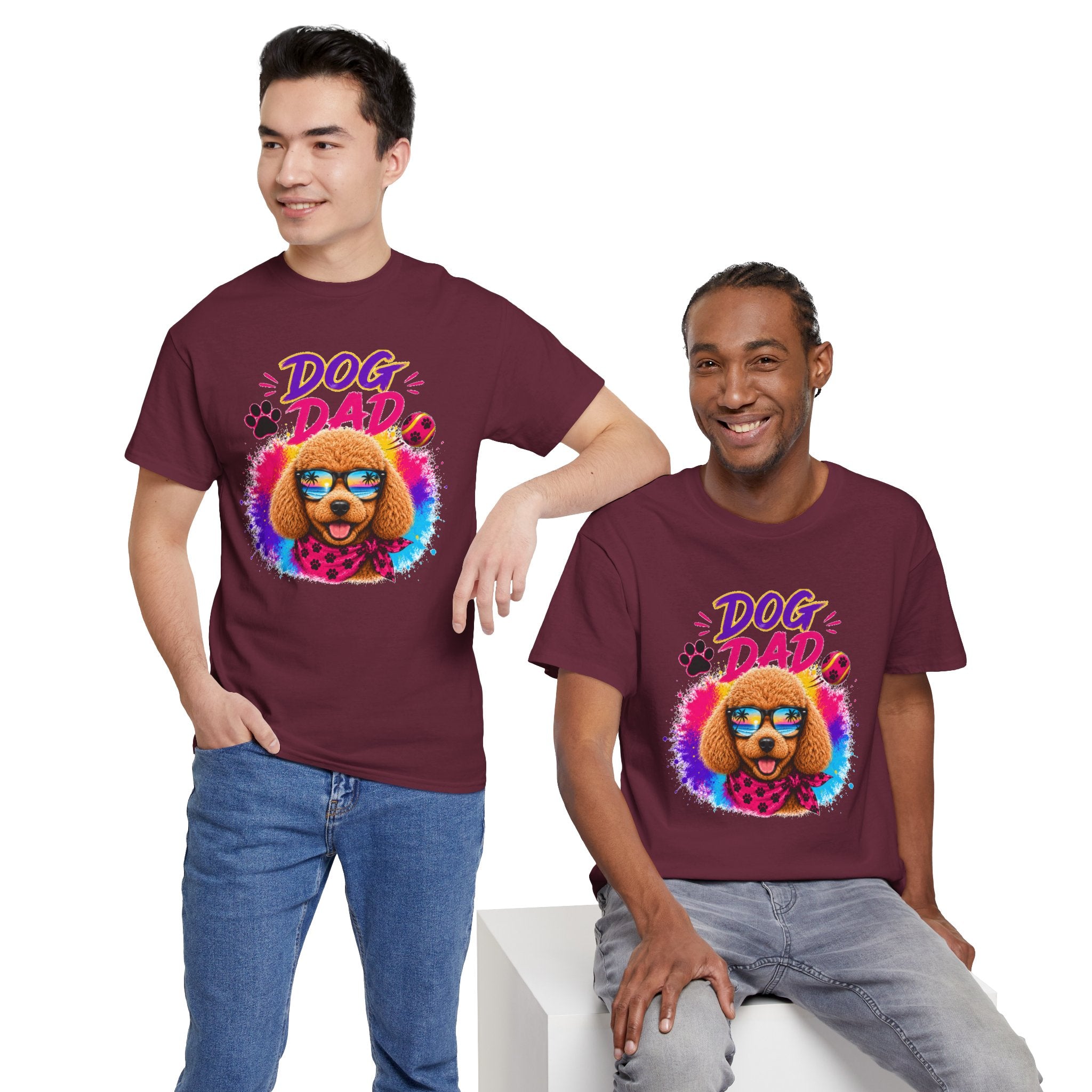 Dog Dad Poodle T-Shirt | Funny Dog Dad Gift | Colorful Retro Poodle Shirt | Dog Lover Gift | Unisex Graphic Tee