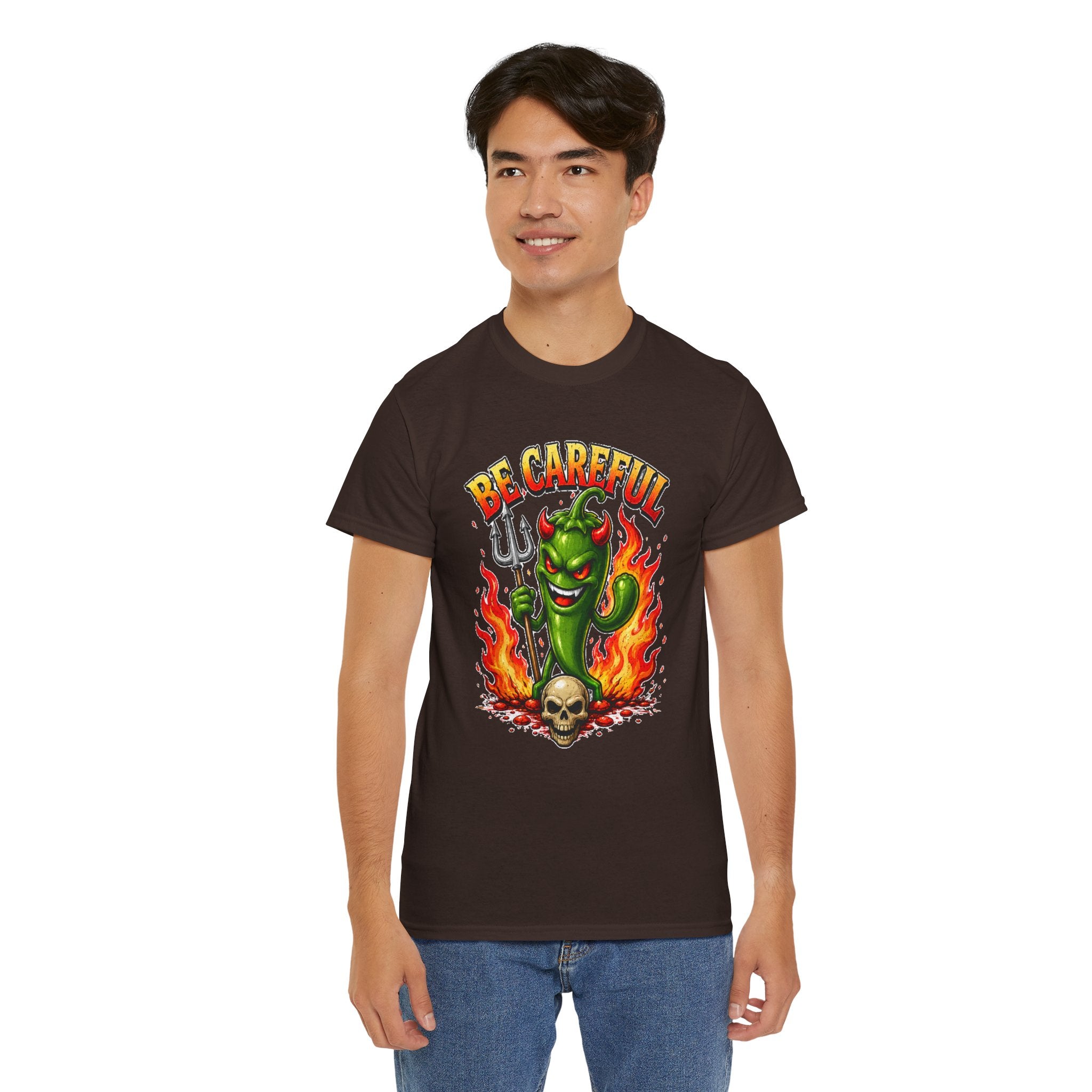 Be Careful Devil Pepper Shirt, Funny Spicy Pepper T-Shirt, Hot Chili Graphic Tee, Retro Tattoo Style Unisex Gift