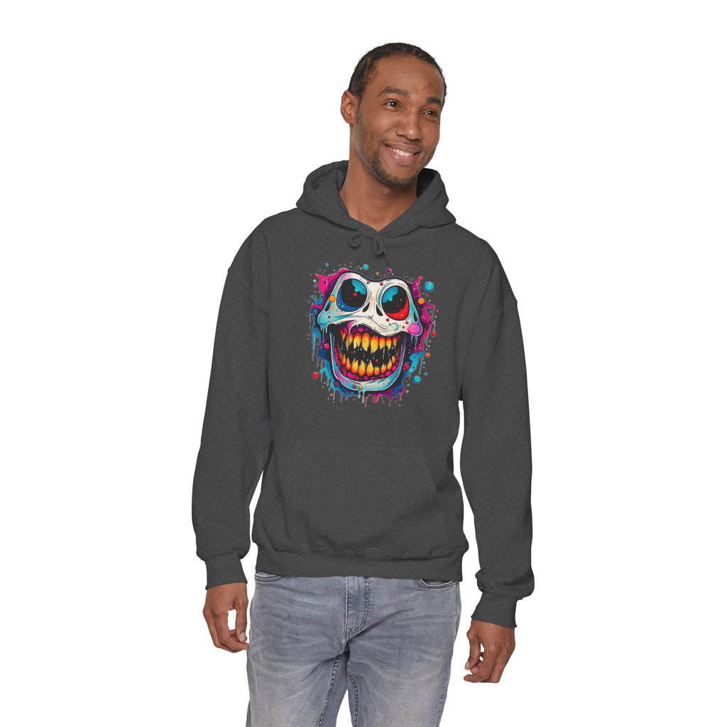 Unisex Skull Smile Hoodie - Colorful Drippy Graffiti Skull Pullover