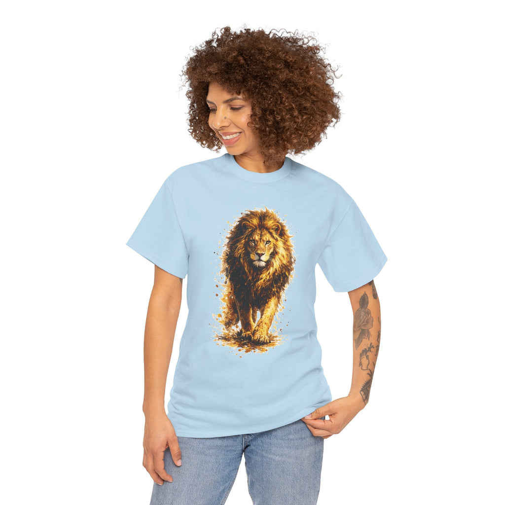 Lion Graphic T-Shirt, Majestic Walking Lion Tee, Watercolor Wildlife Shirt, Unisex Animal Graphic Tee, Lion Lover Gift, Nature Art Shirt