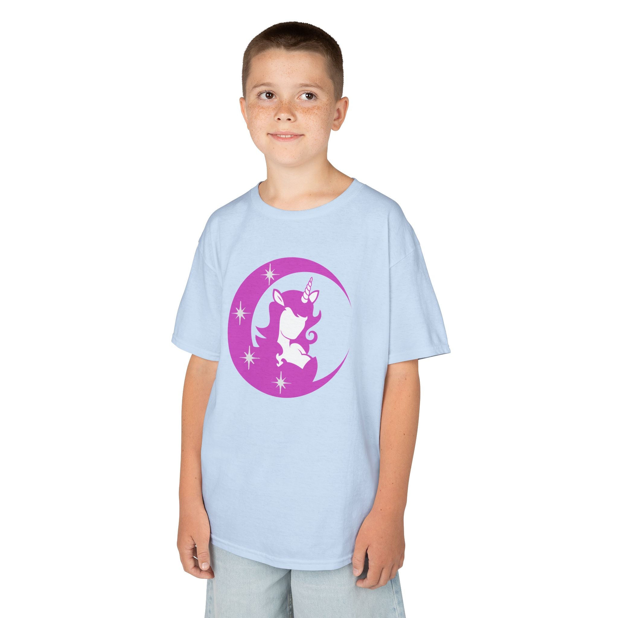Kids T-Shirt — Pink Unicorn Moon Graphic Tee for Girls