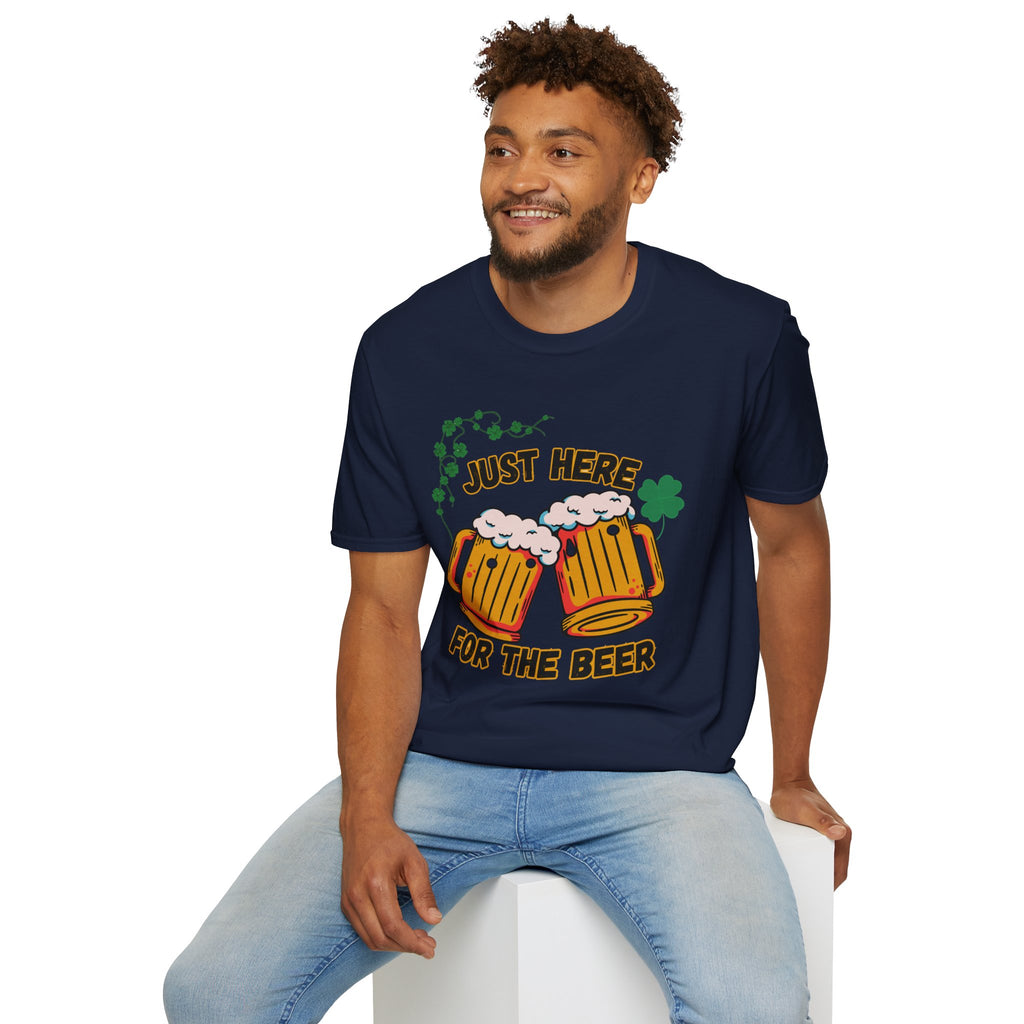 St. Patrick’s Beer T-Shirt — "Just Here for the Beer" Funny Clover Pub Tee