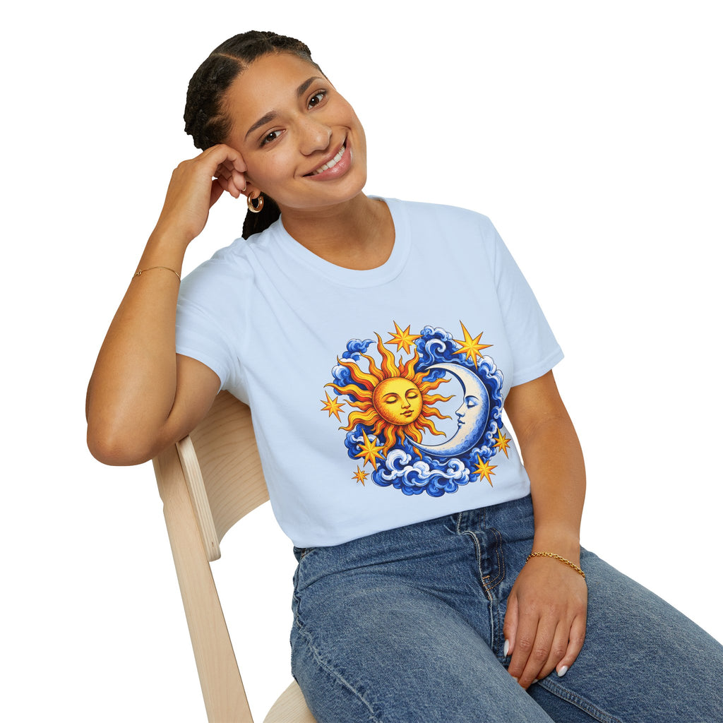 Sun and Moon Graphic T-Shirt — Celestial Boho Solar Lunar Tee