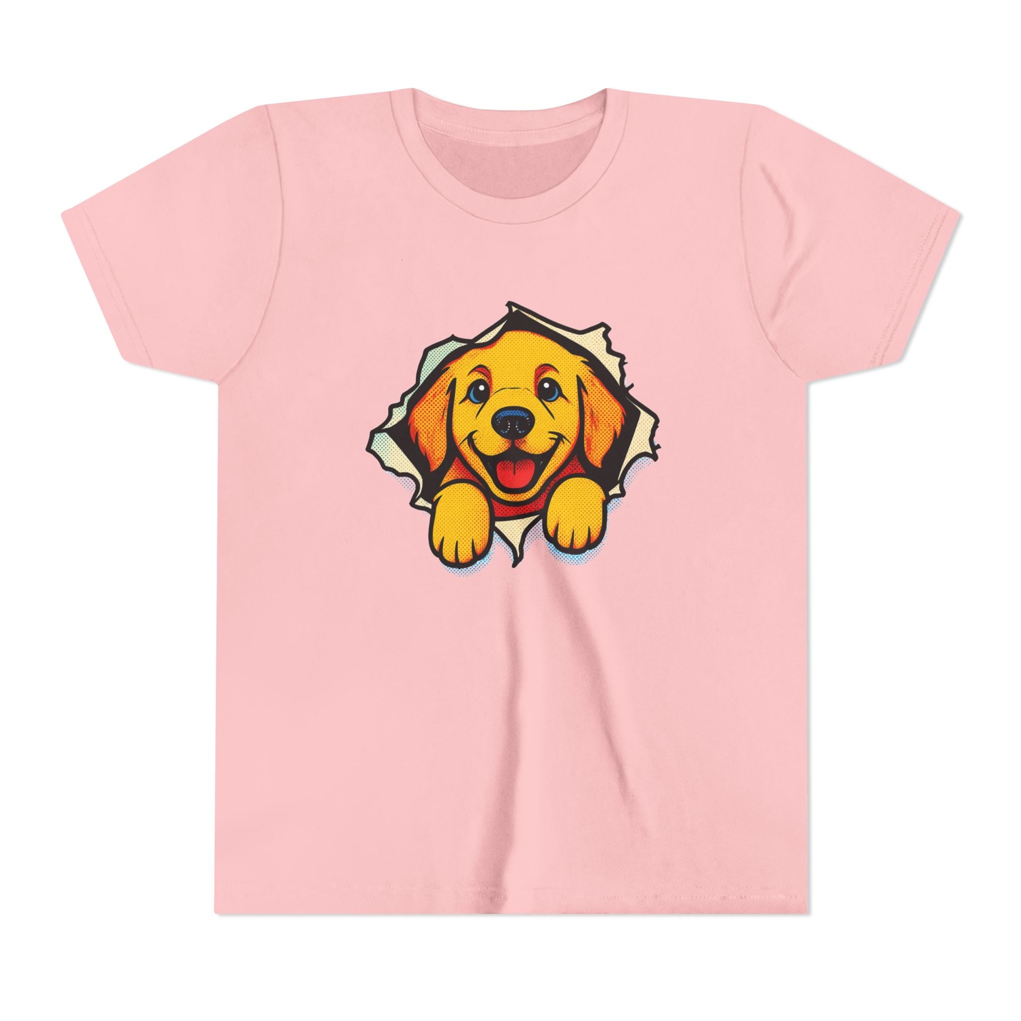 Kids T‑Shirt - Cute Golden Retriever Peeking Puppy Tee for Boys & Girls