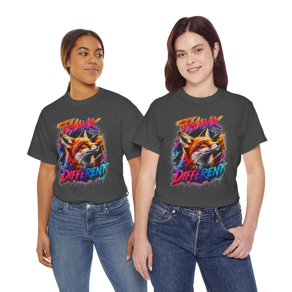 Think Different Fox Shirt, Colorful Fox T-Shirt, Wildlife Graphic Tee, Neon Animal Shirt, Gift for Fox Lovers