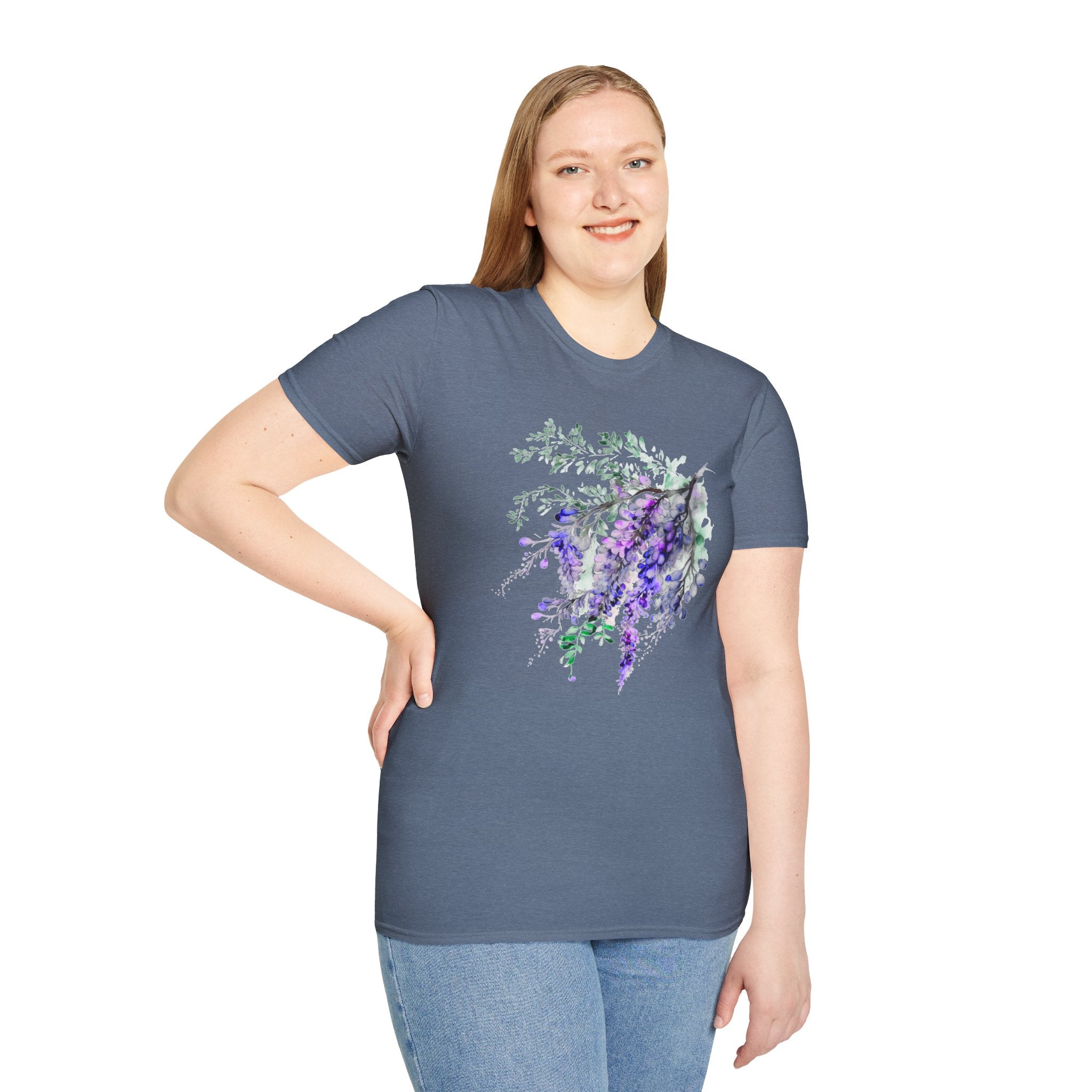 Floral Wisteria T-Shirt, Watercolor Flower Tee, Aesthetic Botanical Shirt, Gift for Her, Spring Outfit