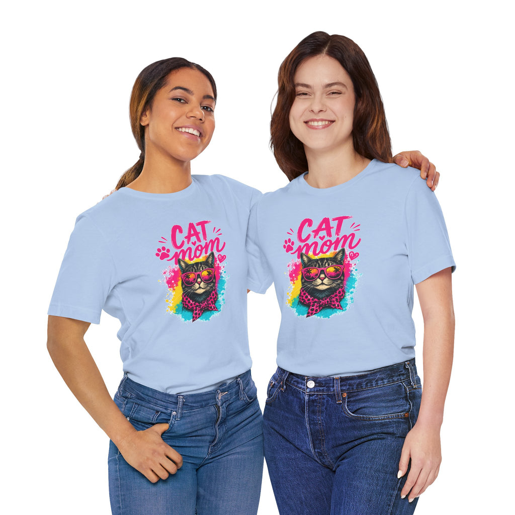 Cat Mom T-Shirt | Funny Cat Mom Gift | Colorful Retro Cat Lover Tee | Cute Cat Graphic Shirt | Unisex Cat Mom Tee