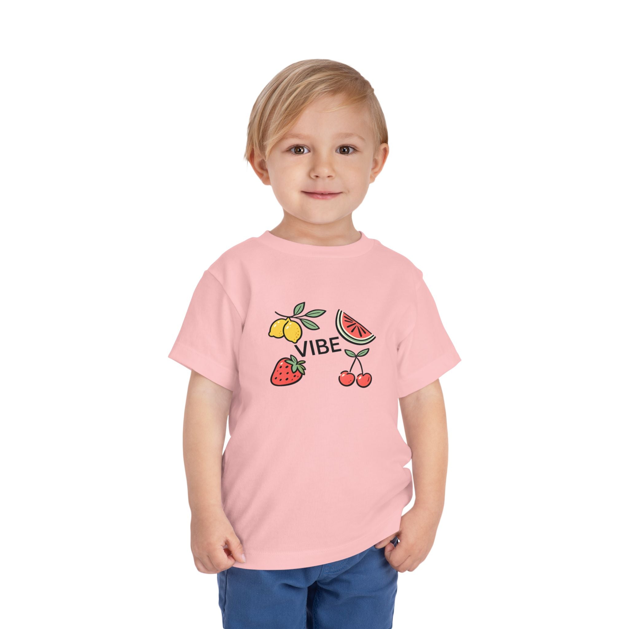 Kids Fruit Shirt Vibe Tee Toddler Summer T-Shirt Cute Lemon Strawberry Cherry Watermelon Graphic Shirt Unisex Kids Gift