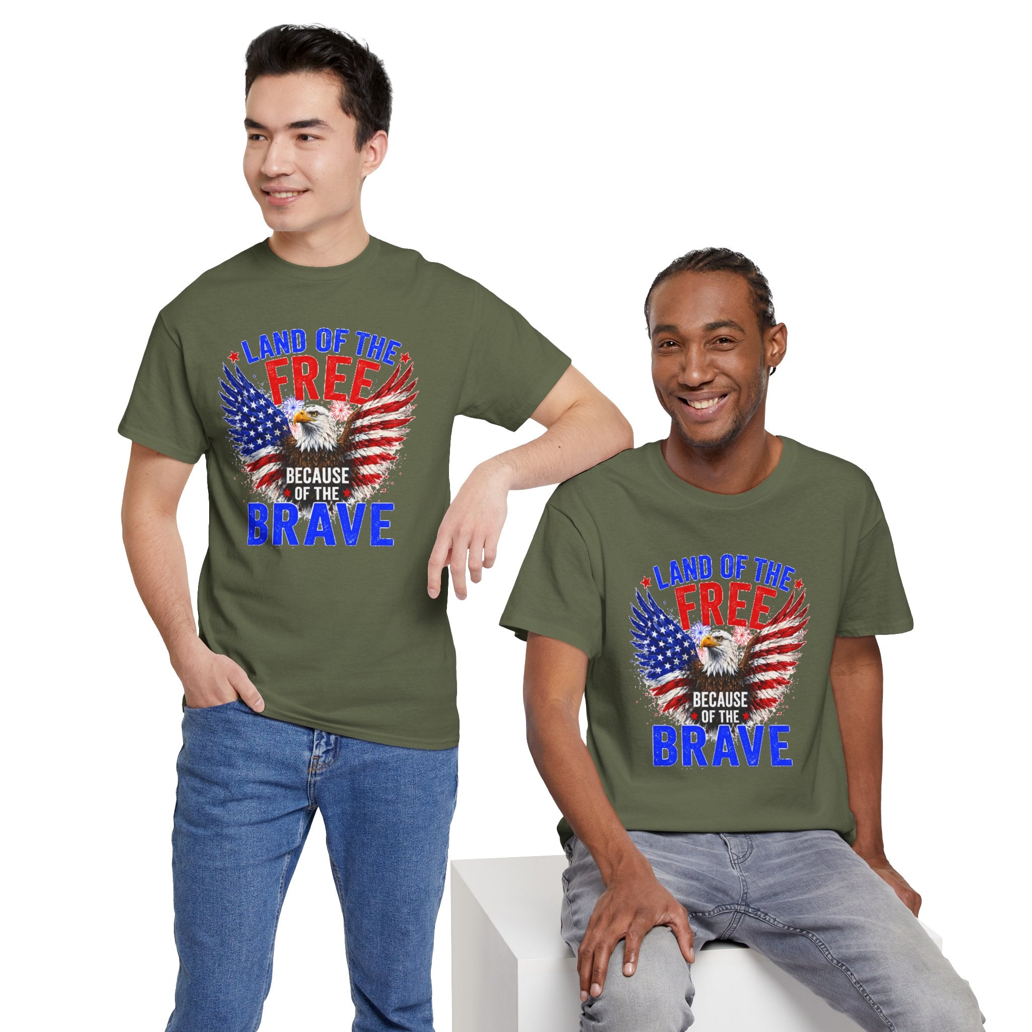 Land of the Free Because of the Brave Shirt, Patriotic Eagle T-Shirt, American Flag Tee, 4th of July Shirt, Veteran Gift, USA Pride Tee