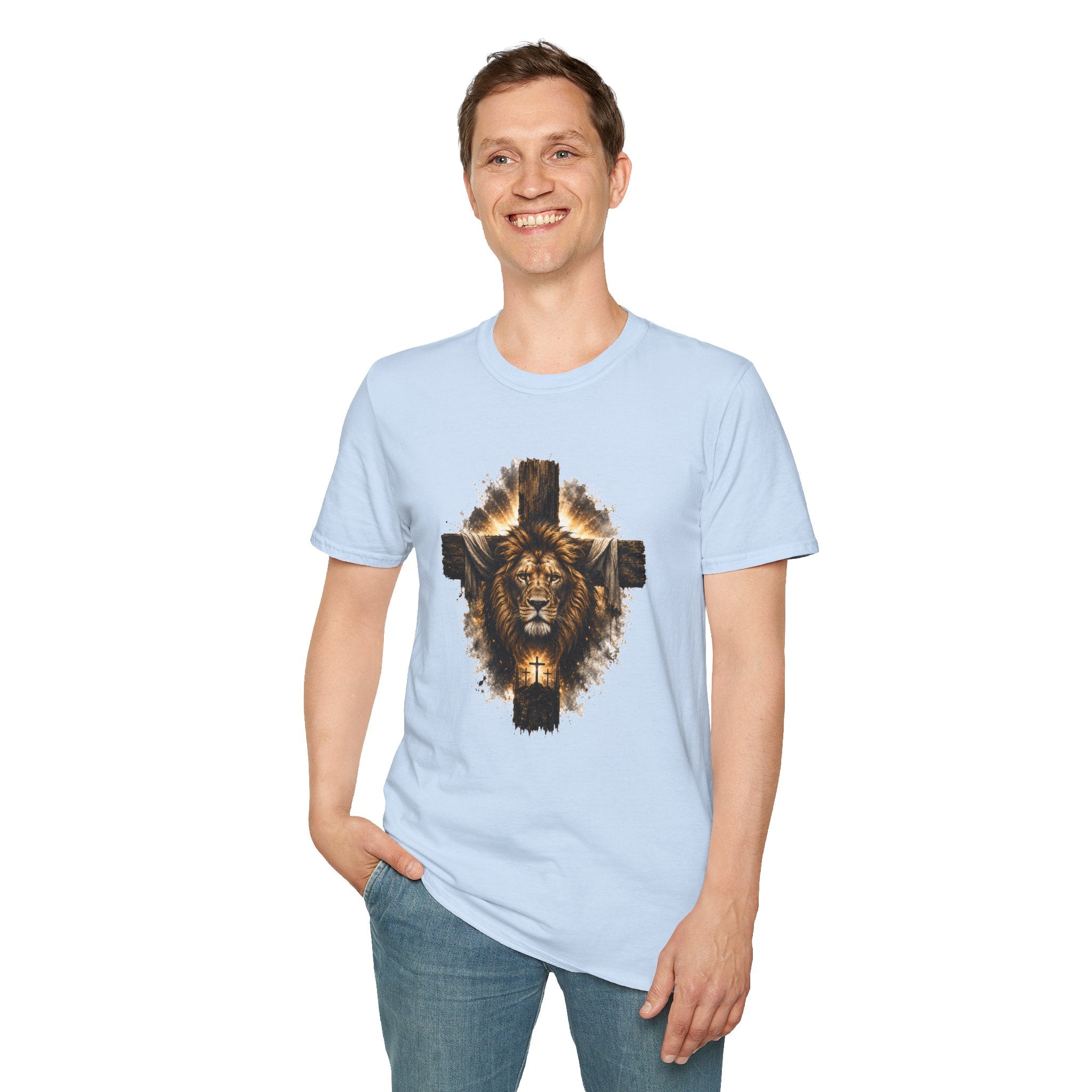 Lion Cross T-Shirt, Christian Faith Shirt, Lion of Judah Graphic Tee, Religious Gift