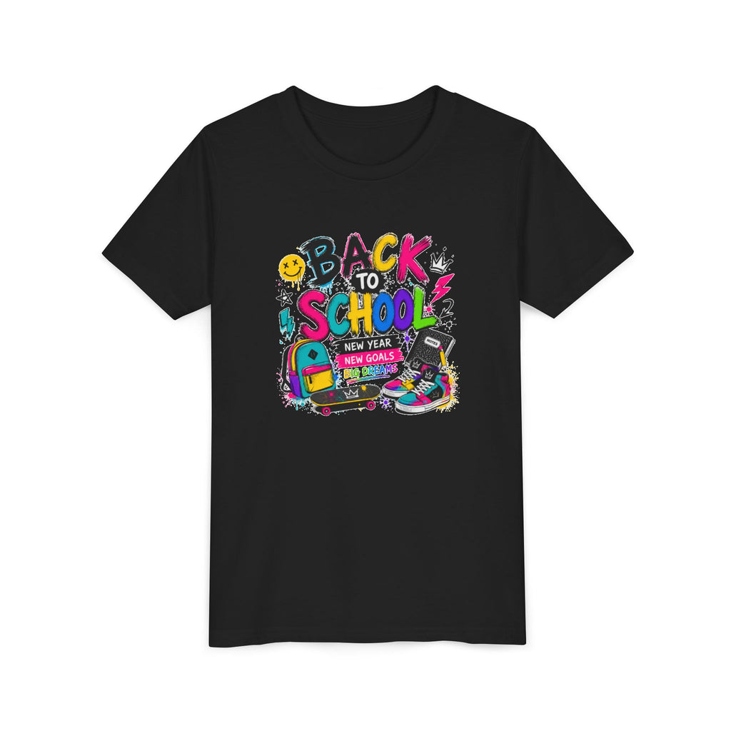 Back to School Youth T-Shirt | First Day of School Shirt | Backpack Sneakers Graphic Tee | Boys Girls School Tee | Student Gift