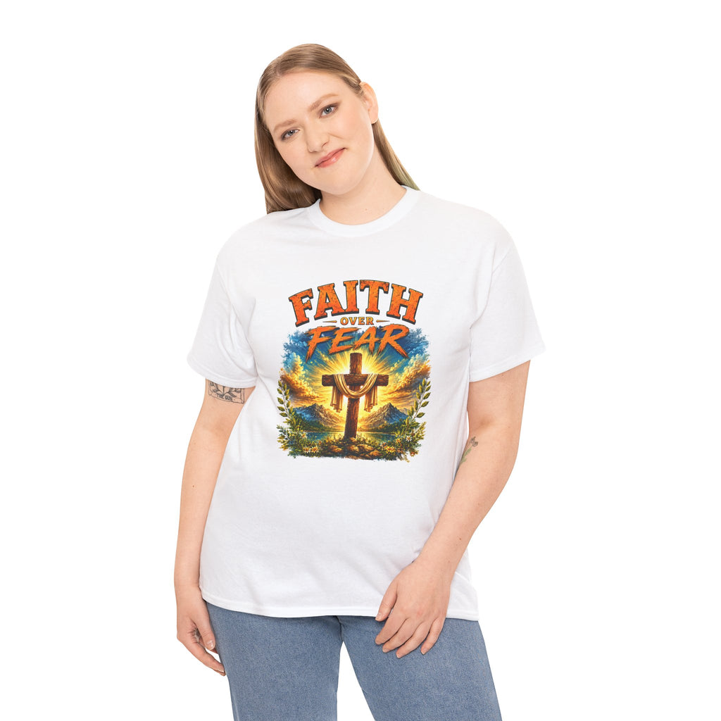 Faith Over Fear Christian T-Shirt | Cross Graphic Tee | Religious Unisex Shirt | Christian Gift