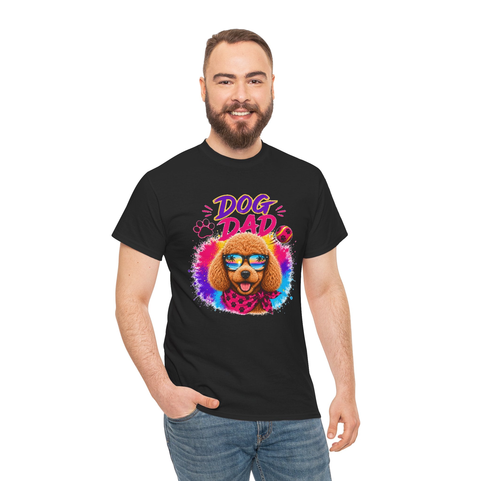 Dog Dad Poodle T-Shirt | Funny Dog Dad Gift | Colorful Retro Poodle Shirt | Dog Lover Gift | Unisex Graphic Tee