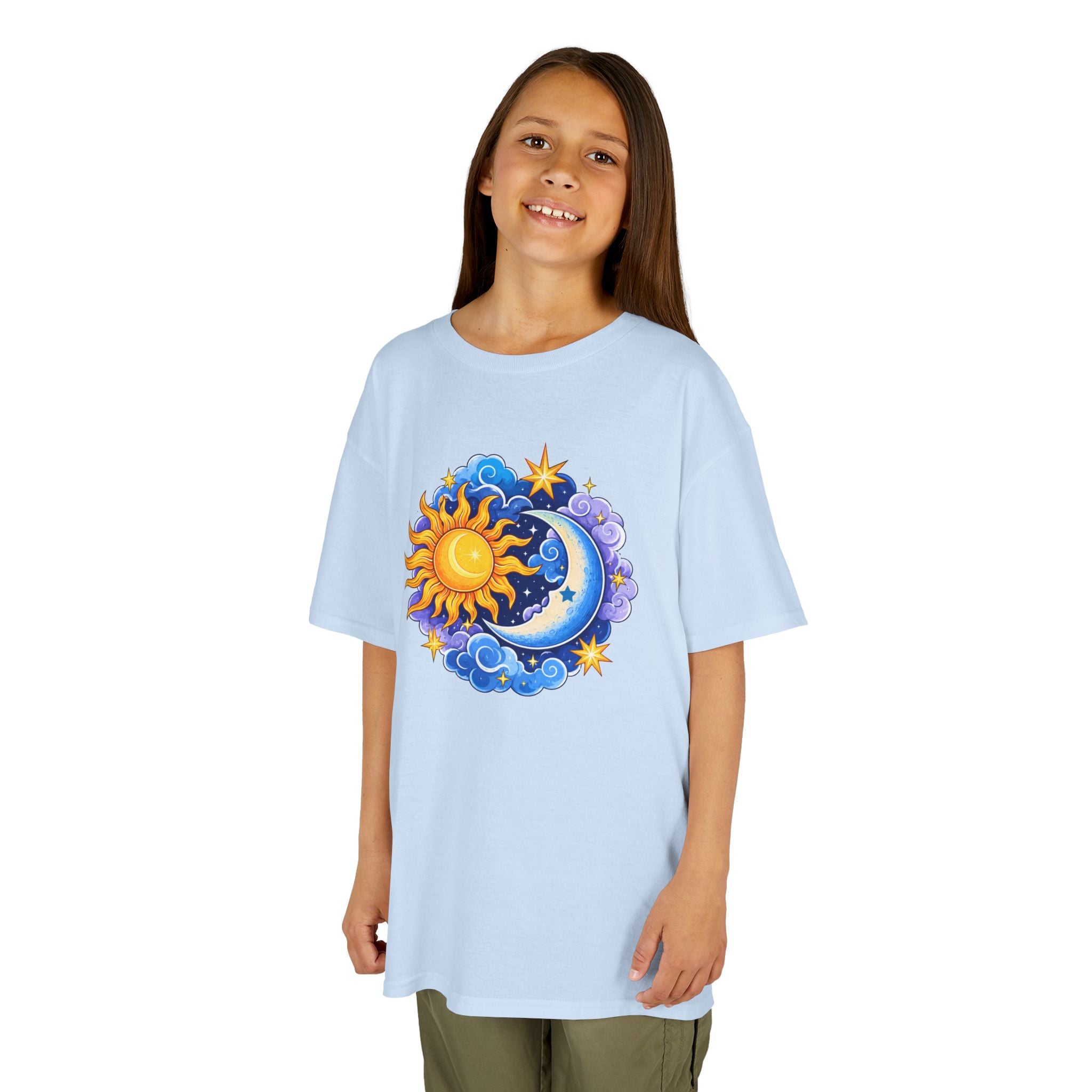 Kids Sun & Moon Graphic Tee — Colorful Celestial Design