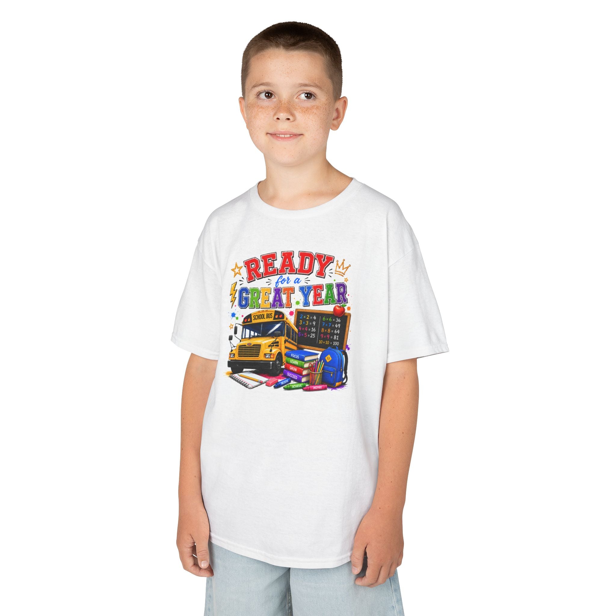 Kids T-Shirt — "Ready For A Great Year" School Bus Back-to-School Tee