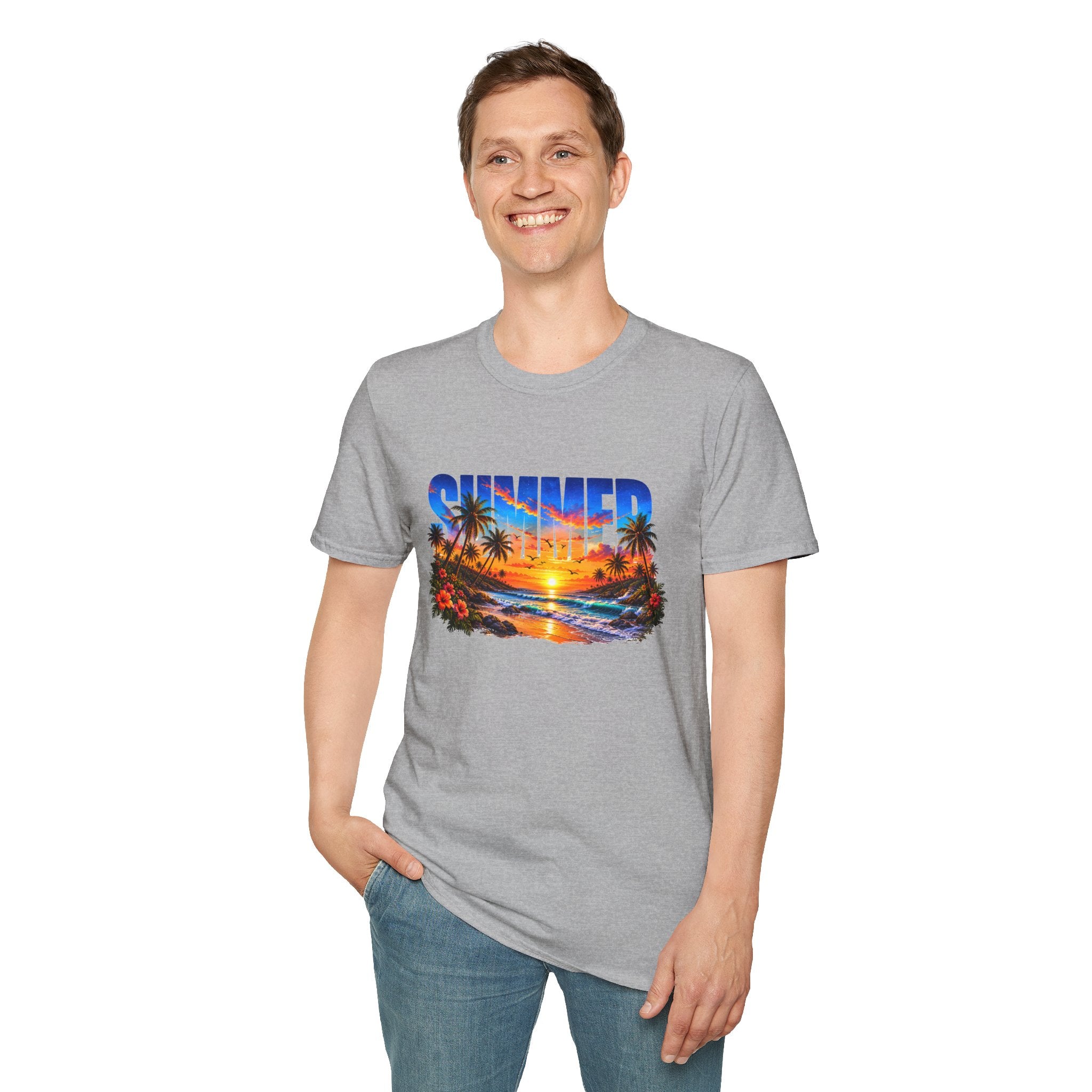 Summer Beach T Shirt Sunset Palm Graphic Tee