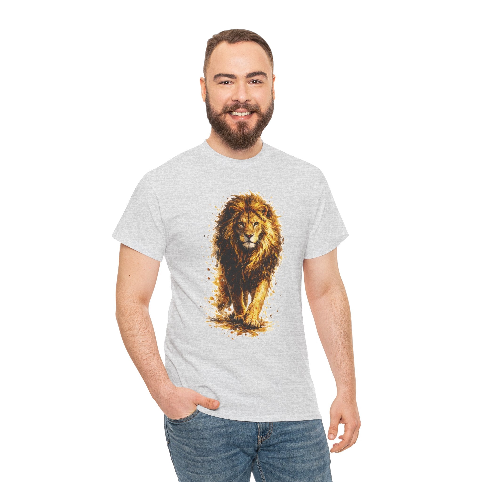 Lion Graphic T-Shirt, Majestic Walking Lion Tee, Watercolor Wildlife Shirt, Unisex Animal Graphic Tee, Lion Lover Gift, Nature Art Shirt