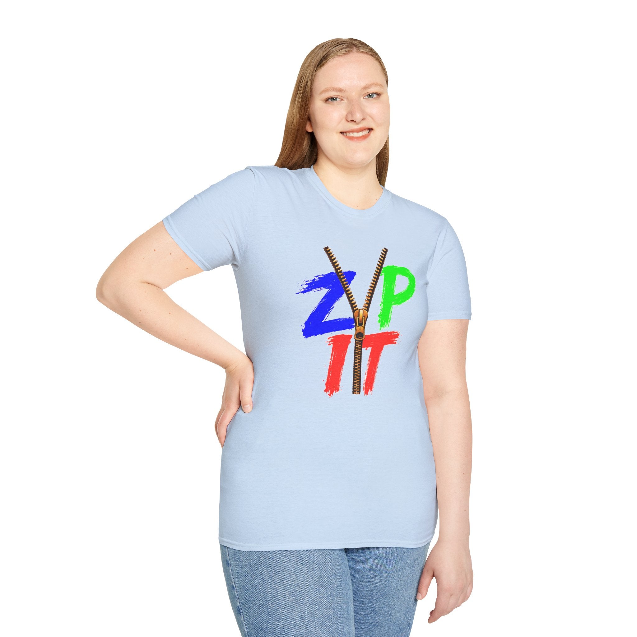 Zip It T-Shirt — Bold Color Zipper Graphic Tee