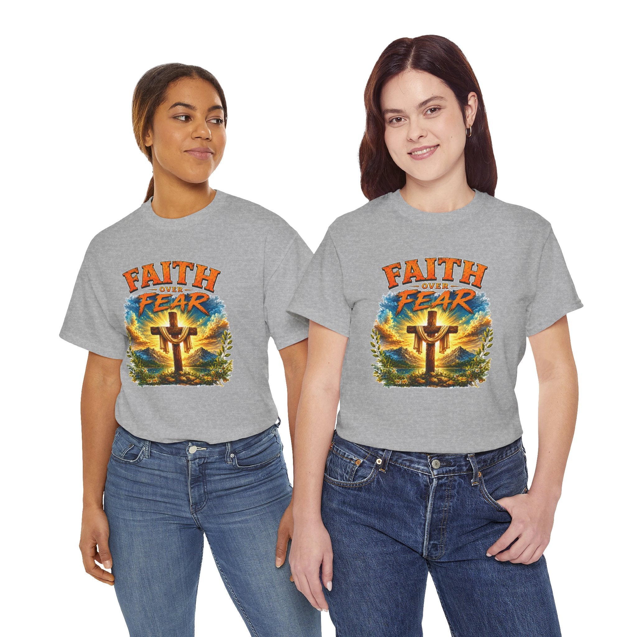 Faith Over Fear Christian T-Shirt | Cross Graphic Tee | Religious Unisex Shirt | Christian Gift