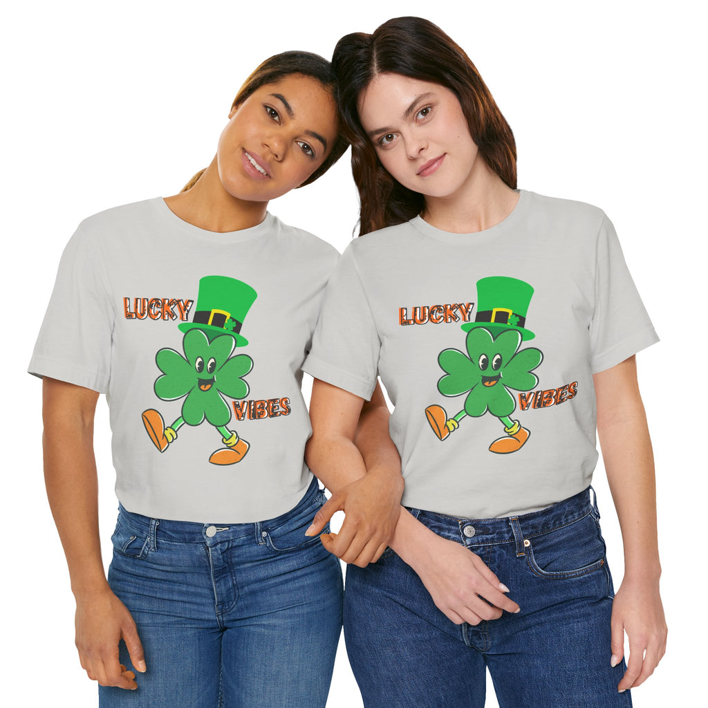 Lucky Vibes Saint Patrick's Day T-Shirt — Walking Shamrock Graphic Tee