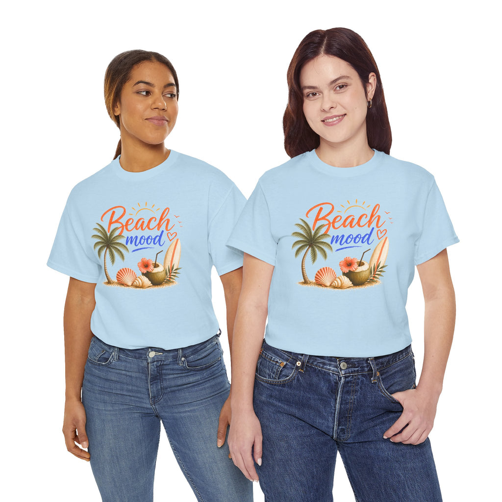 Beach Mood T-Shirt - Tropical Palm, Seashell Graphic Tee
