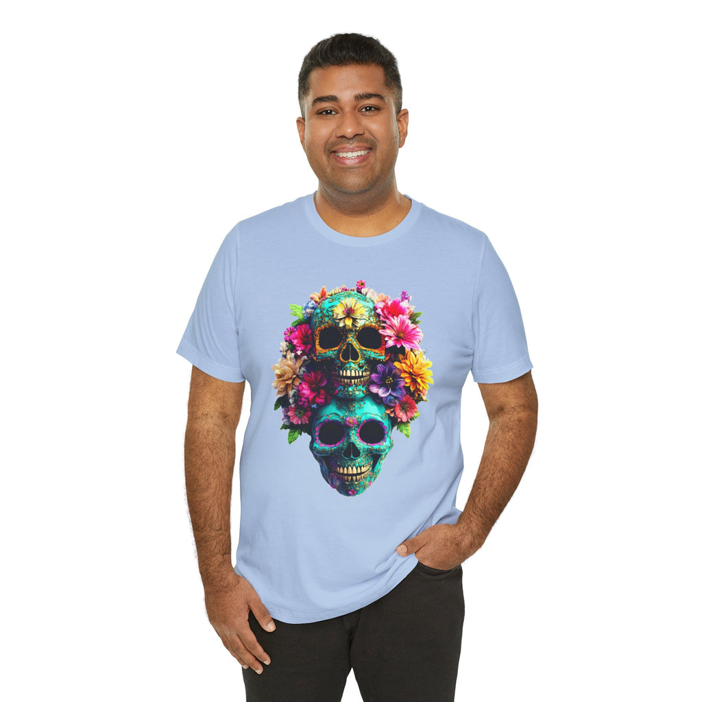 Floral Skull T-Shirt, Day of the Dead Shirt, Sugar Skull Graphic Tee, Colorful Skull Tee, Gothic Floral Shirt
