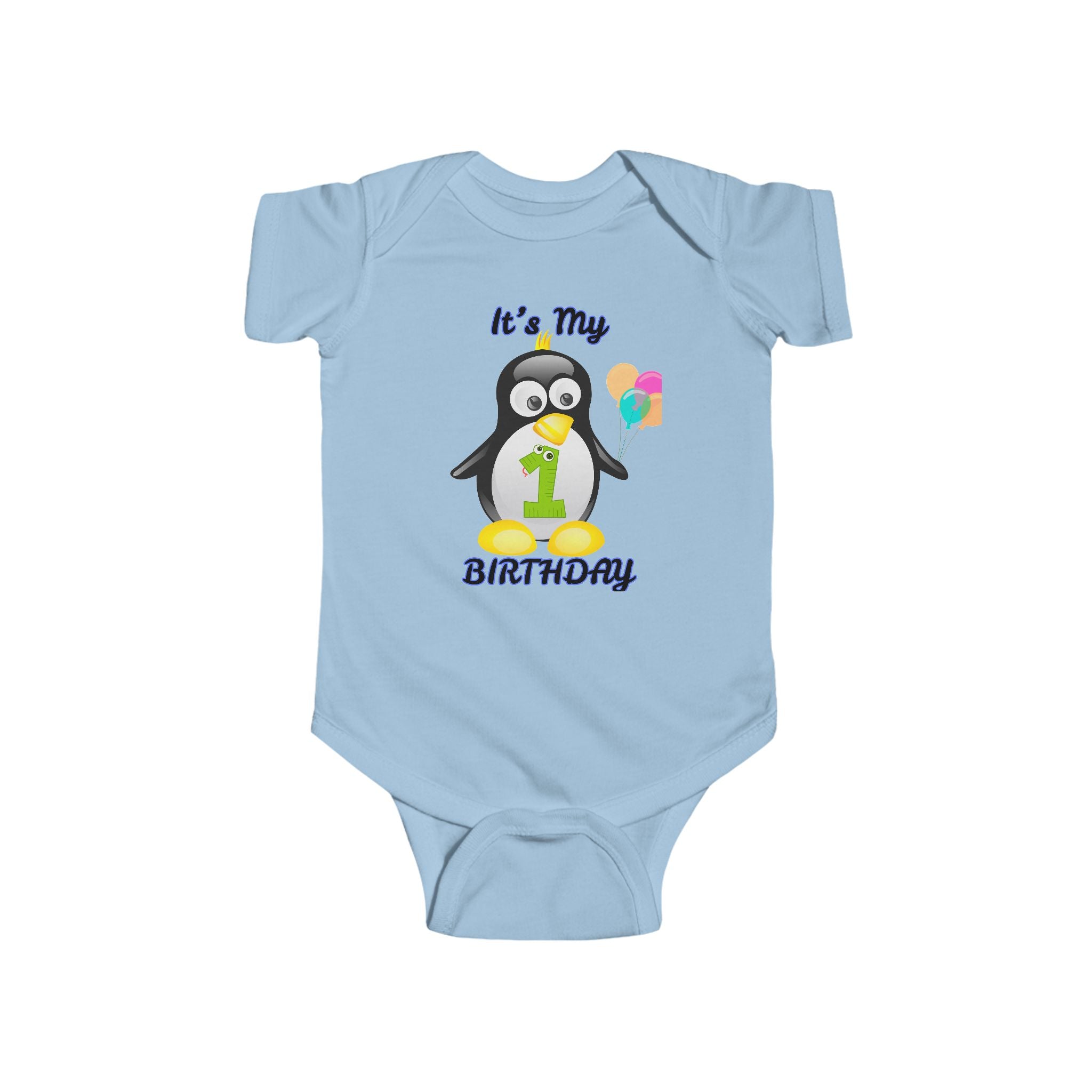 Baby 1st Birthday Penguin Bodysuit — "It's My Birthday" Infant Onesie