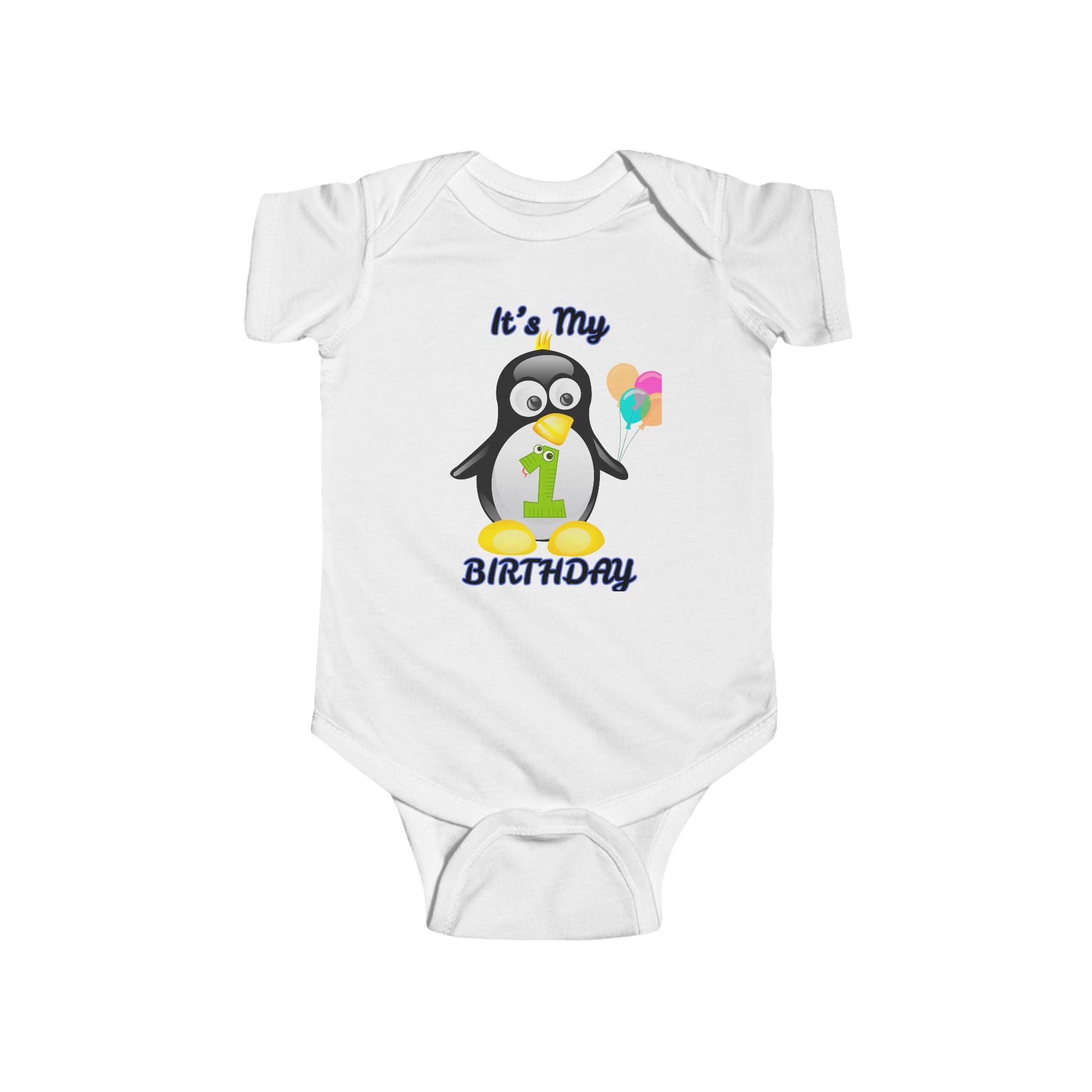 Baby 1st Birthday Penguin Bodysuit — "It's My Birthday" Infant Onesie