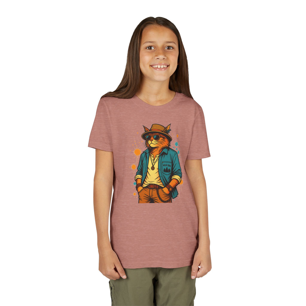 Youth Cat Graphic Tee — Cool Retro Cat in Sunglasses Kids T-Shirt
