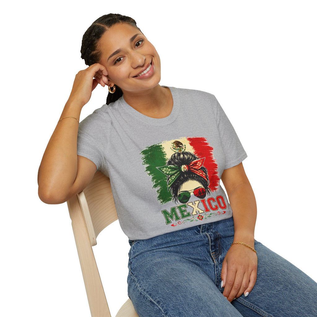Mexico Messy Bun T-Shirt, Mexican Pride Shirt, Mexico Flag Graphic Tee, Cinco De Mayo Shirt, Latina Gift for Women