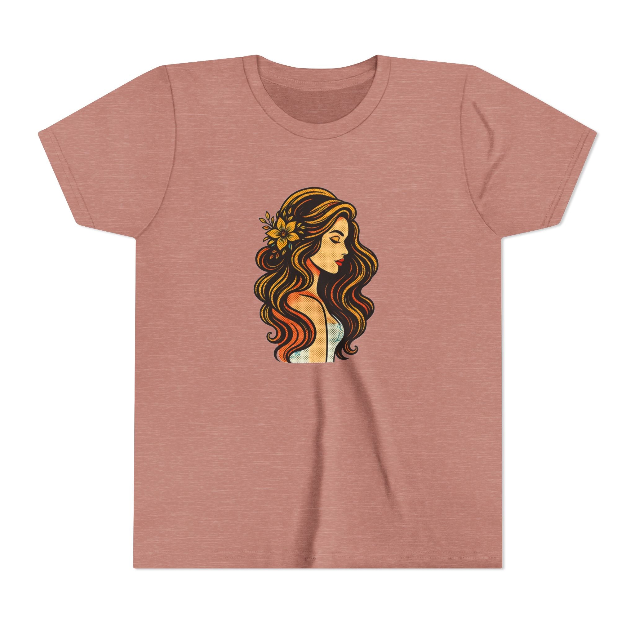 Youth Tee — Floral-Boho Girl Portrait Kids Shirt
