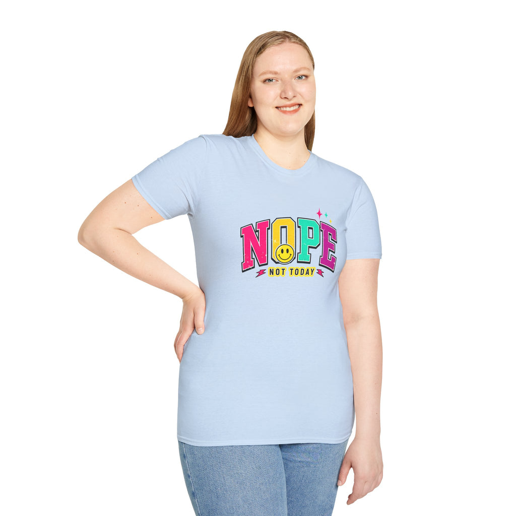 Nope Not Today T-Shirt — Retro Colorful Graphic Tee with Smiley