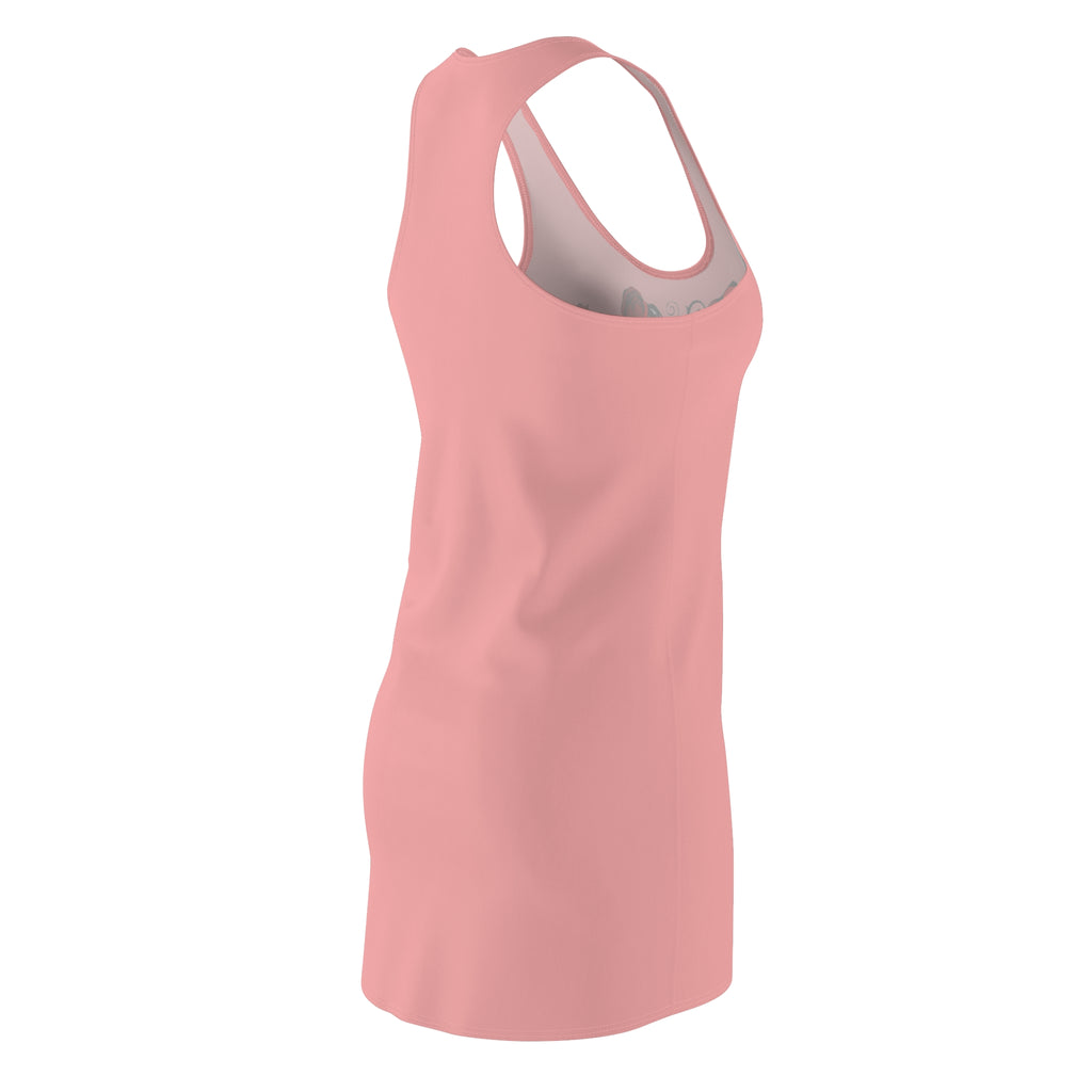 Pink Floral Dress with Red Roses | Lightweight Summer Racerback Dress
