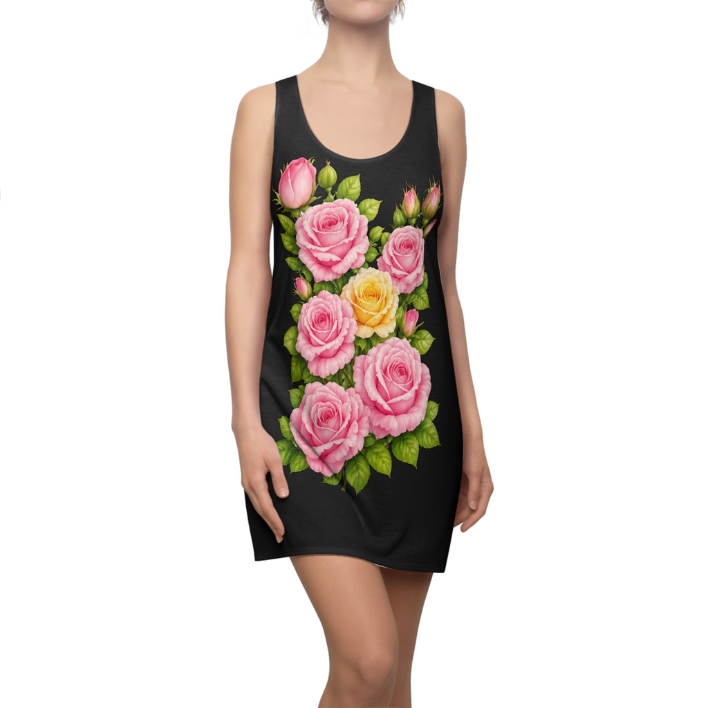 Black Rose Floral Dress | Women's Lightweight Summer Racerback Dress