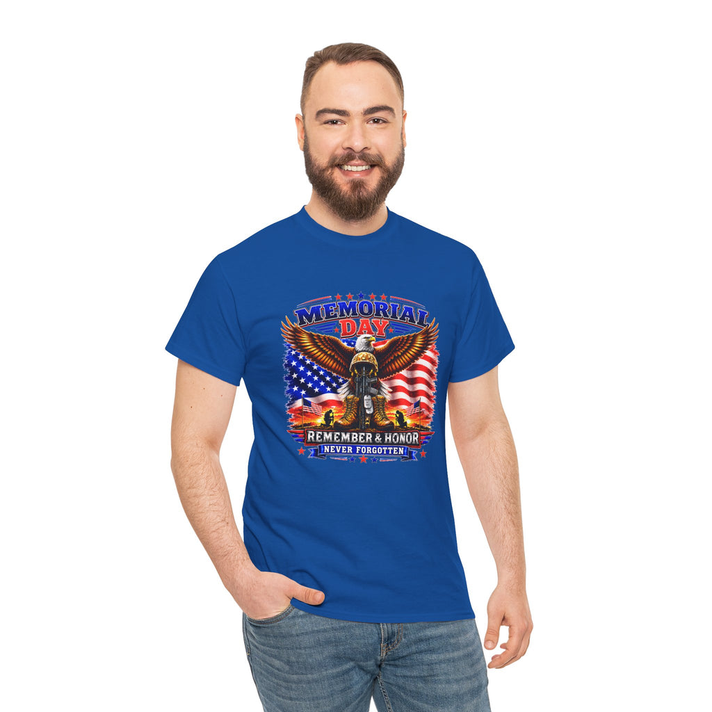 Memorial Day Shirt, Patriotic Eagle T-Shirt, Remember & Honor Tee, American Flag Graphic Shirt, Military Tribute Gift