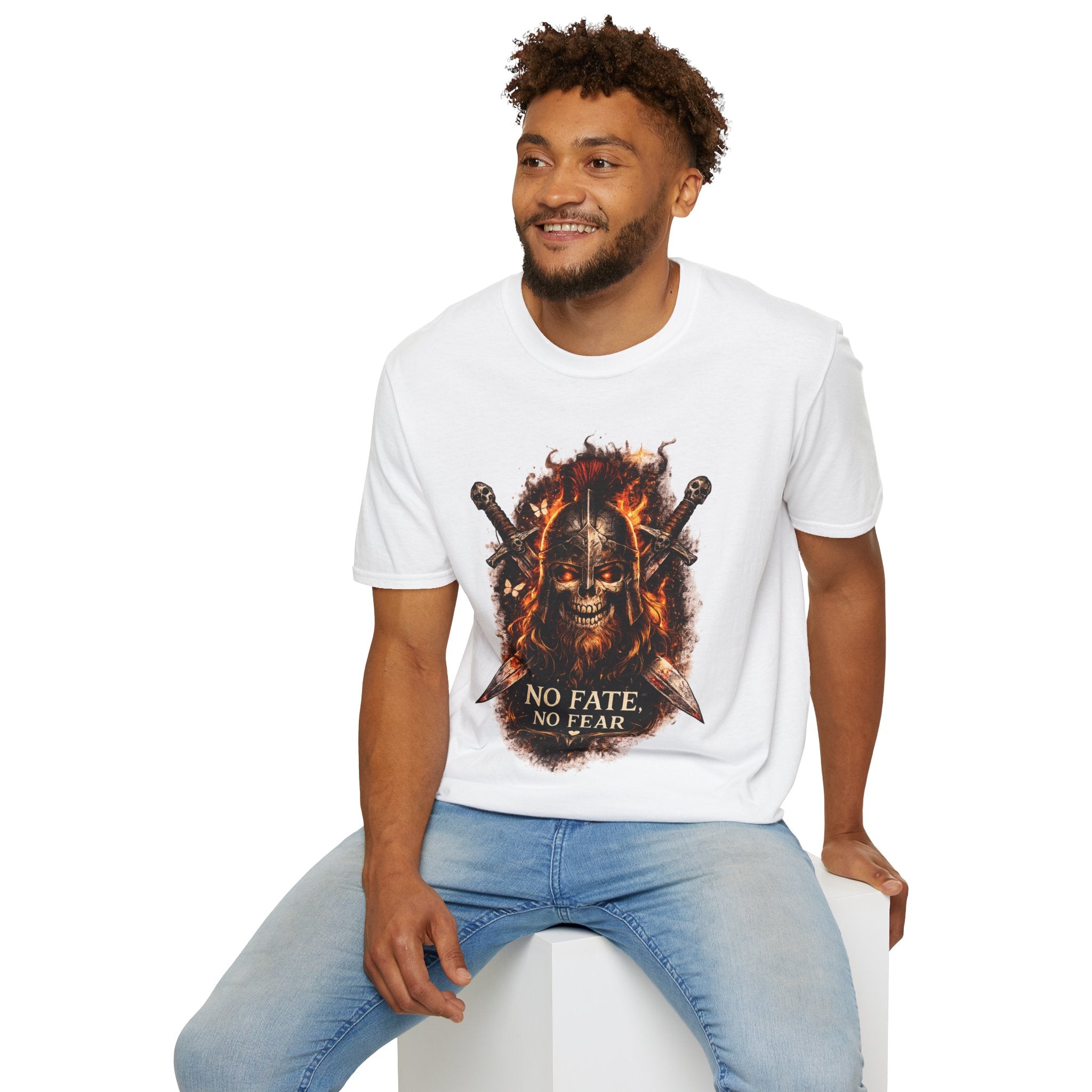 Viking Skull T-Shirt, Dragon Warrior Tee, Biker Graphic Shirt, Gothic Viking Shirt, No Fate No Fear Tee, Fantasy Streetwear