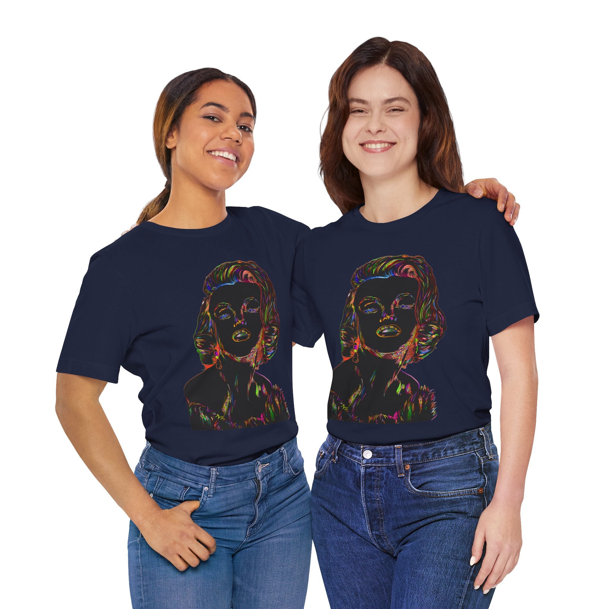 Neon Pop Art Portrait T-Shirt – Retro Rainbow Graphic Tee