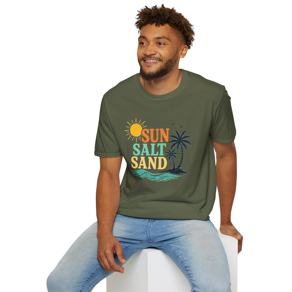 Sun Salt Sand Beach T-Shirt — Palm Tree Summer Vacation Tee