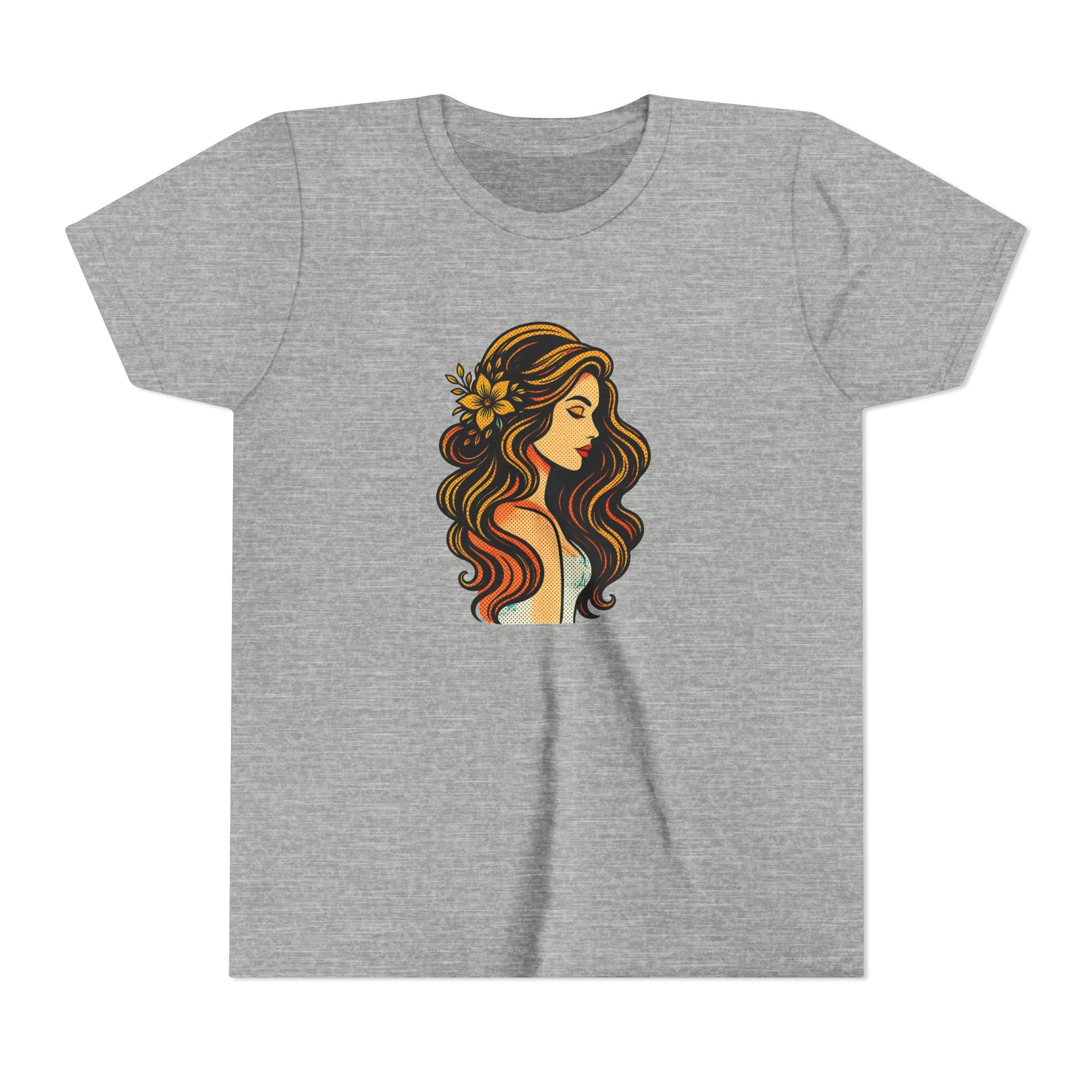 Youth Tee — Floral-Boho Girl Portrait Kids Shirt